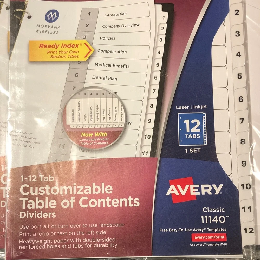 Avery Ready Index Tab Table of Contents Dividers (22)